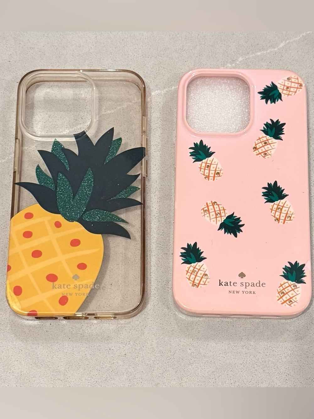kate spade Pink Pineapple Pattern iPhone Case with Dark Green Leaves